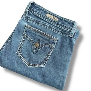 Rock 47 by Wrangler Jeans Womens 34x34‎ (36x32) Low Rise Boot Cut Embellished